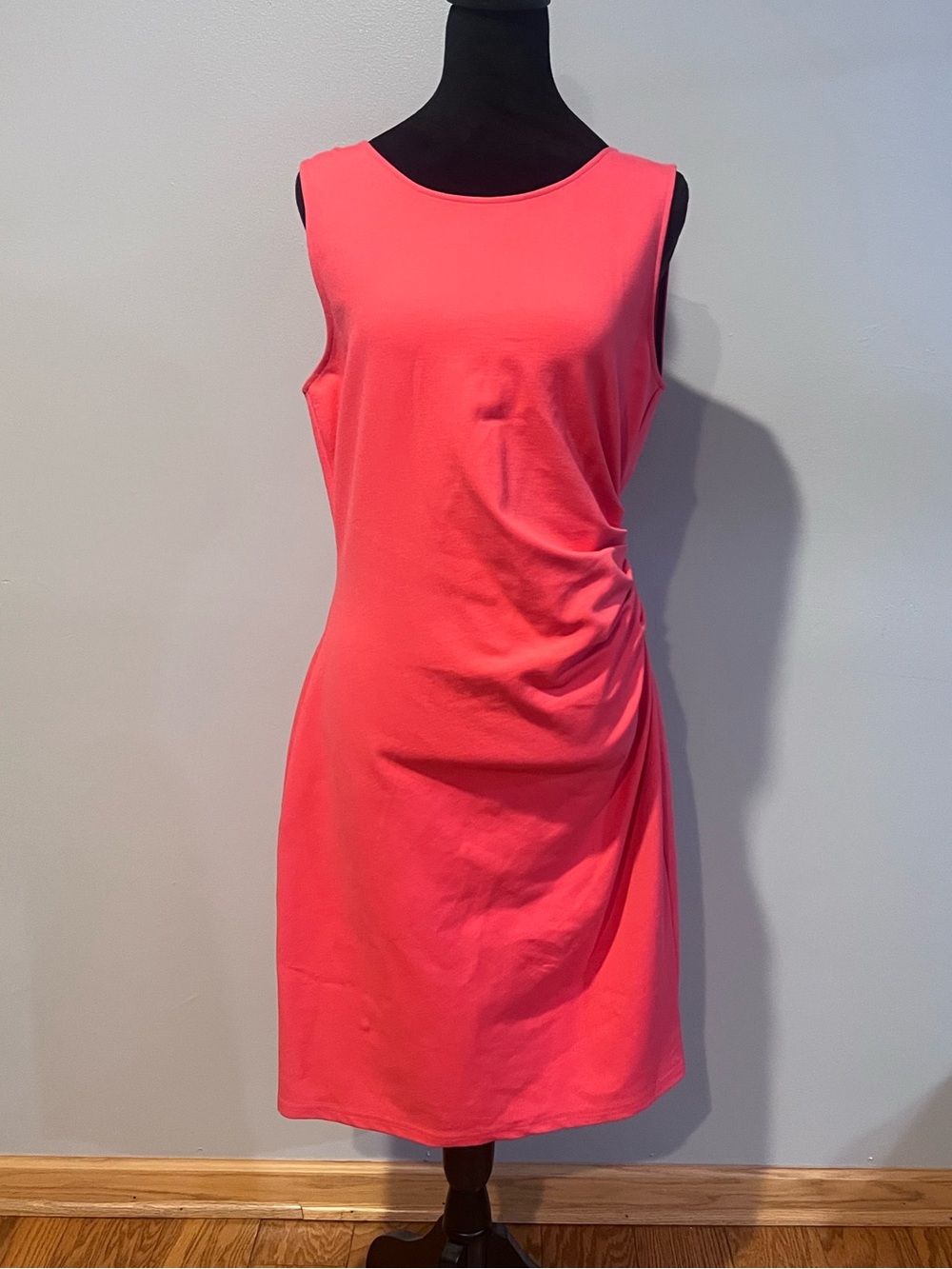 NWT Kenneth Cole Sleeveless Coral Pink Ruched Side Shift Dress